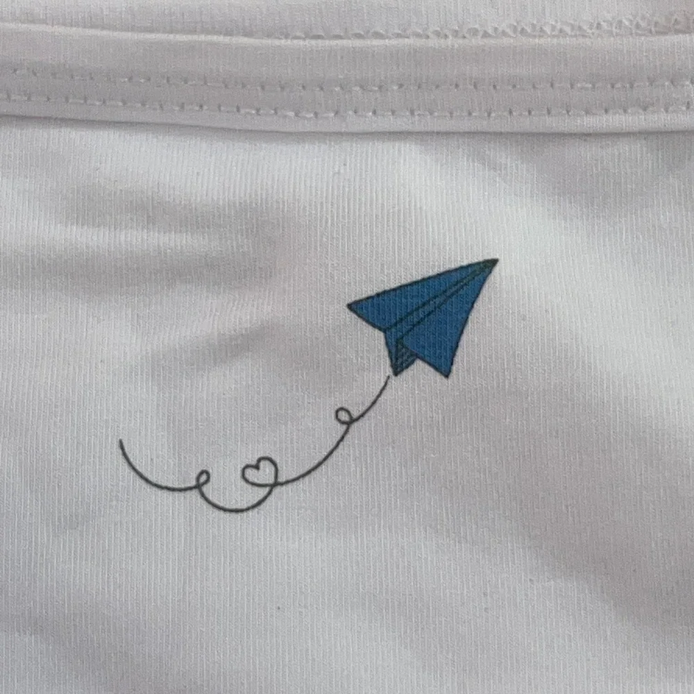 Aimi Child Unisex 12M White Paper Airplane Print Cami Bodysuit 2 Pieces New